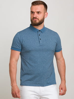 Базова бавовняна футболка-поло світло-синього кольору | 6728291
