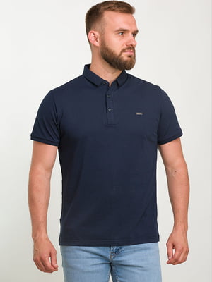 Базова бавовняна футболка-поло синього кольору | 6728297