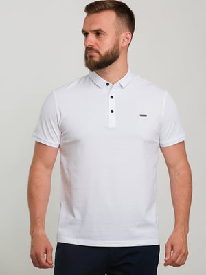 Базова бавовняна футболка-поло білого кольору | 6728298