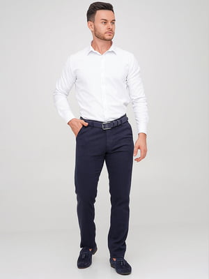 Синие классические брюки с карманами | 6728385