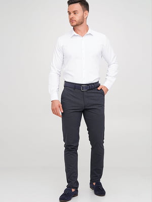 Серо-синие классические брюки с карманами | 6728414