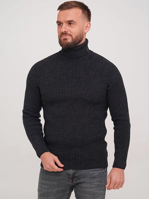 Чорний светр з високим коміром та рукавами-реглан | 6728613