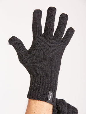 Чорні перчатки з брендованою нашивкою | 6728744