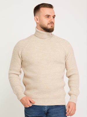 Бежевий светр з високим коміром та рукавами-реглан | 6728754