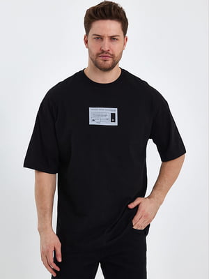 Черная оверсайз футболка с принтом | 6728879