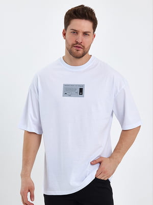 Белая оверсайз футболка с принтом | 6728882