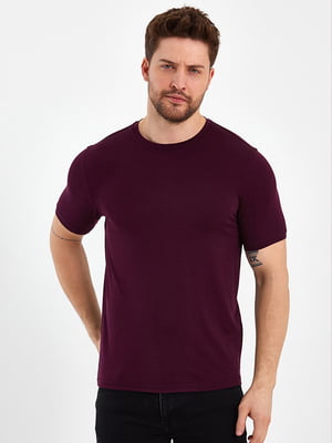 Бавовняна футболка бордового кольору | 6728950