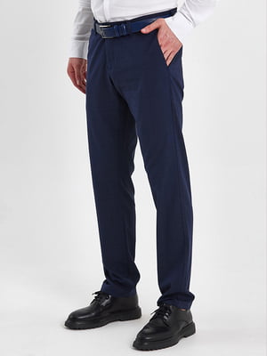 Синие классические брюки с карманами | 6729019