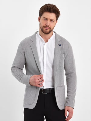 Світло-сірий піджак з накладними кишенями | 6729024