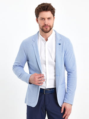Голубой пиджак с накладными карманами | 6729026