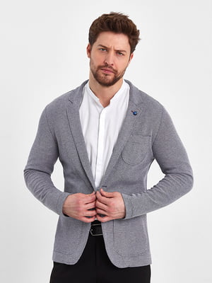Піджак сірого кольору з накладними кишенями | 6729050