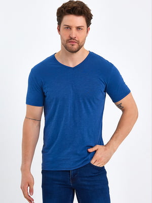 Синя бавовняна футболка | 6729097