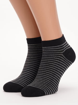 Шкарпетки короткі чорні в смужку | 6729135