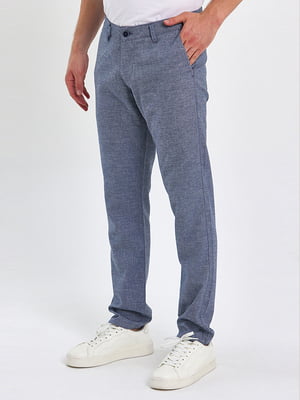 Серо-синие классические брюки с карманами | 6729167