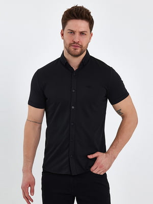 Чорна класична сорочка з коротким рукавом | 6729170