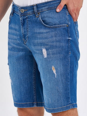 Синие джинсовые шорты с потертостями | 6729208
