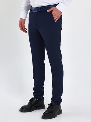 Классические темно-синие брюки с карманами | 6729261