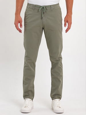 Повседневные брюки оливкового цвета с шнуровкой | 6729318