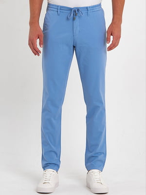 Голубые повседневные брюки с шнуровкой | 6729319