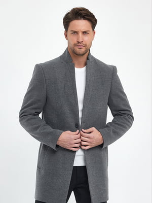 Пальто-пиджак светло-серого цвета с лацканами | 6729628