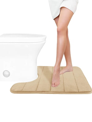 Килимок для ванної та туалету з ефектом пам'яті бежевий (50 х 50 см)  | 6730760