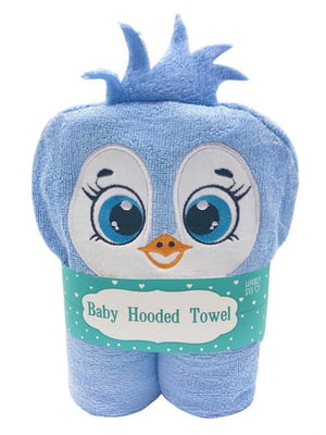Дитячий рушник з капюшоном блакитного кольору з принтом “Пінгвін” (70х100 см) | 6730797