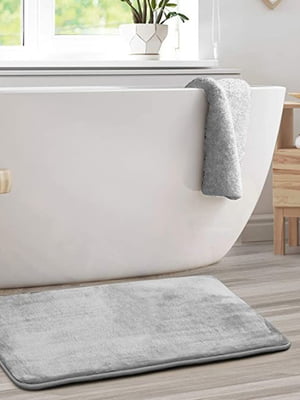 Антиковзаючий, м'який килимок для ванної з ефектом пам'яті сірого кольору (50 х 80 см)  | 6730809