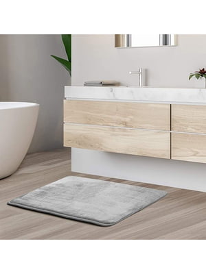 Антиковзаючий, м'який килимок для ванної з ефектом пам'яті сірого кольору (40 х 60 см)  | 6730810