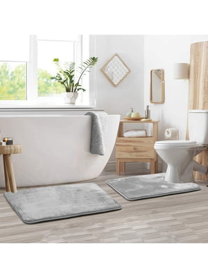 Набір антиковзаючих килимків для ванної та туалету з ефектом пам'яті (2 шт., 50 х 80 см та 50 х 50 см)  | 6730813