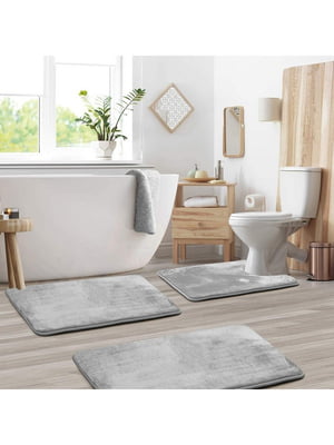 Набір антиковзаючих килимків для ванної та туалету з ефектом пам'яті (3 шт., 50 х 80 см, 40 х 60 см та 50 х 50 см) | 6730814