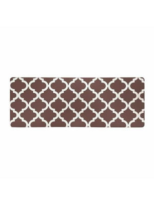 Антиковзаючий водонепроникний кухонний килимок з ефектом пам'яті коричневого кольору в ромби (44x119x 1 см) | 6730819