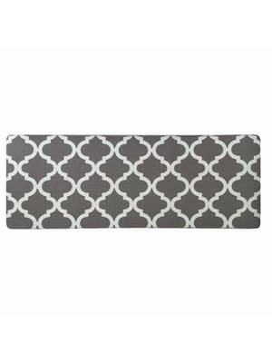 Антиковзаючий водонепроникний кухонний килимок з ефектом пам'яті сірого кольору в ромби (44x119x 1 см) | 6730820
