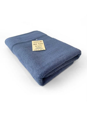 Махровий рушник синього кольору в подарунковому пакеті (70 х 140 см) | 6730834