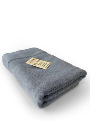 Махровий рушник сірого кольору в подарунковому пакеті (70 х 140 см)  | 6730838