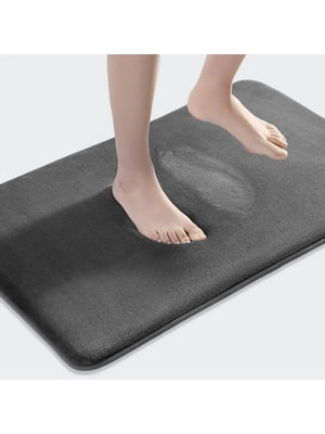 Антиковзаючий, м'який килимок для ванної з ефектом пам'яті кольору графіт (40 х 60 см) | 6730861