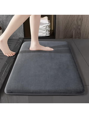 Антиковзаючий, м'який килимок для ванної з ефектом пам'яті кольору графіт (50 х 80 см) | 6730862