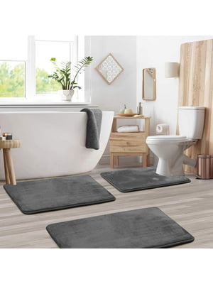 Набір килимків для ванної та туалету з ефектом пам'яті (3 шт., 50 х 80 см, 40 х 60 см та 50 х 50 см)  | 6730864