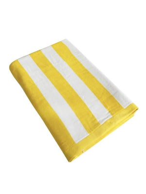 Рушник XXL біло-жовтий у смужку (90 х180 см) | 6730878
