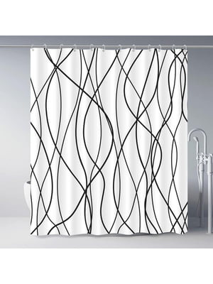 Тканинна шторка-фіранка білого кольору з кільцями для ванної (180 х 180 см)  | 6730905