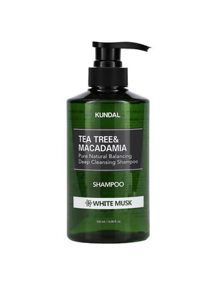 Шампунь із чайним деревом для жирної шкіри голови Tea Tree & Macadamia Deep Cleansing Shampoo White Musk (500 мл) | 6733221