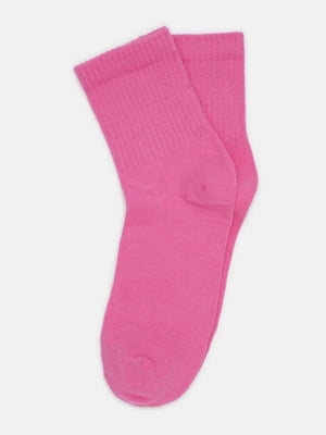 Высокие ярко-розовые носки из мягкого трикотажа | 6735386