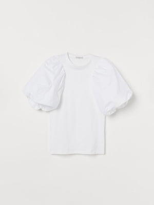 Белая блуза прямого кроя с рукавами-фонариками | 6735402