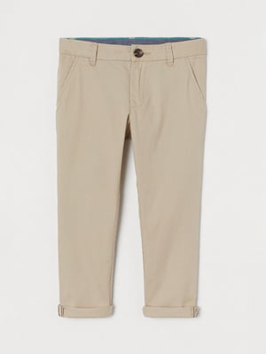 Бежевые брюки с регулируемой талией на резинке | 6735410