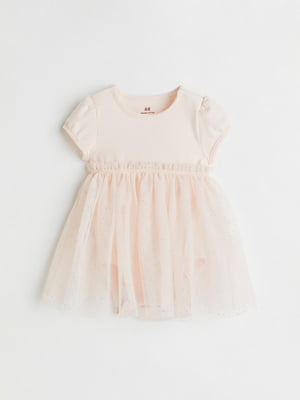 Светло-розовое платье-боди с пышной юбкой | 6735421