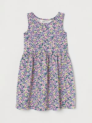 Трикотажна сукня в квітковий принт зі складками на талії | 6735423