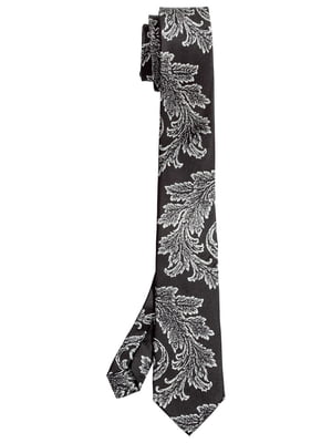 Чорно-біла краватка з візерункового шовку | 6735523