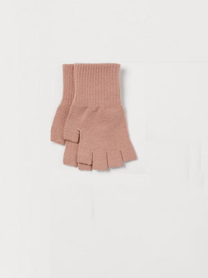 Короткі рукавички з м'якої тонкої в'язки з ребристими манжетами рожевого відтінку | 6735530