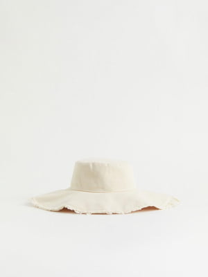 Сонцезахисний капелюх із міцного бавовняного полотна молочного кольору | 6735545