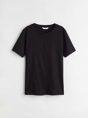 Черная футболка из мягкого трикотажа с круглым вырезом | 6735591