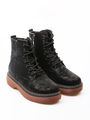 Чорні зимові черевики на шнурівці | 6735616